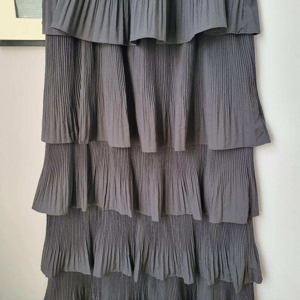 New Anthropologie Mare Tiered Pleated Midi Dress or Skirt Black S - Picture 9 of 11